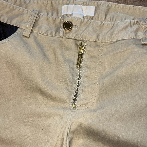 Michael Kors Tan Faux Leather Pockets Gold Hardware Mid Rise Bootcut Pants 8 - Picture 3 of 9